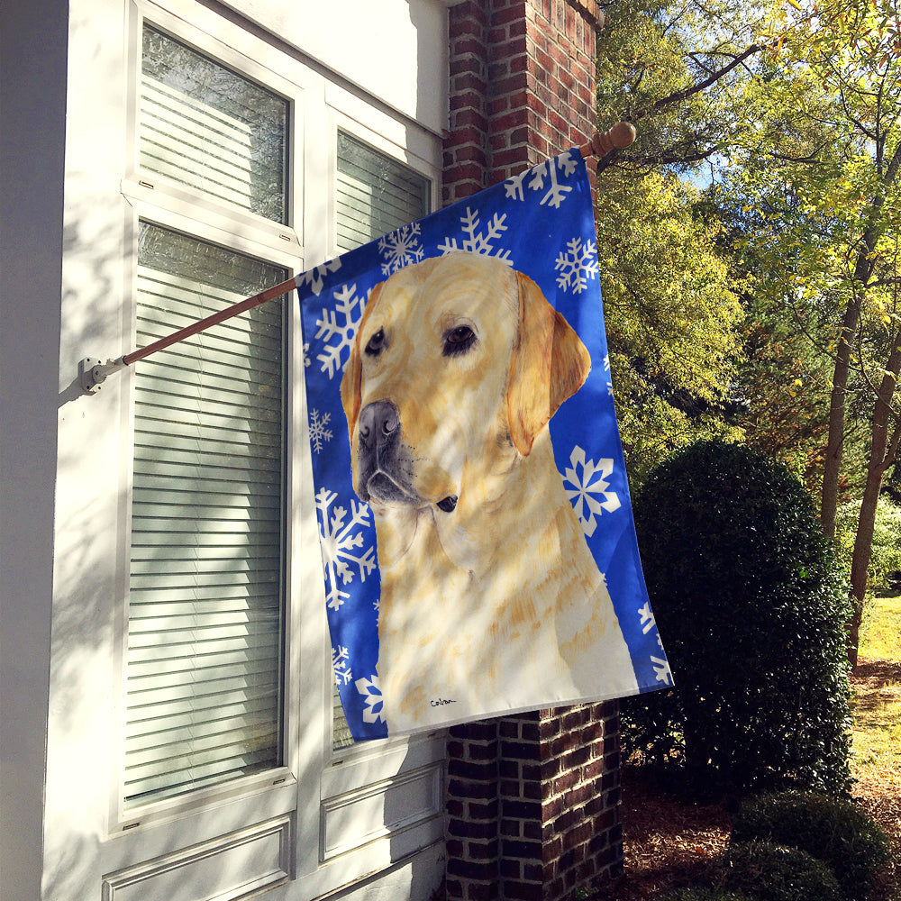 Labrador Winter Snowflakes Holiday House Flag 28x40 Porch Sleeve Pole Decorative Outside Yard Banner Artwork Wall Hanging, Polyester