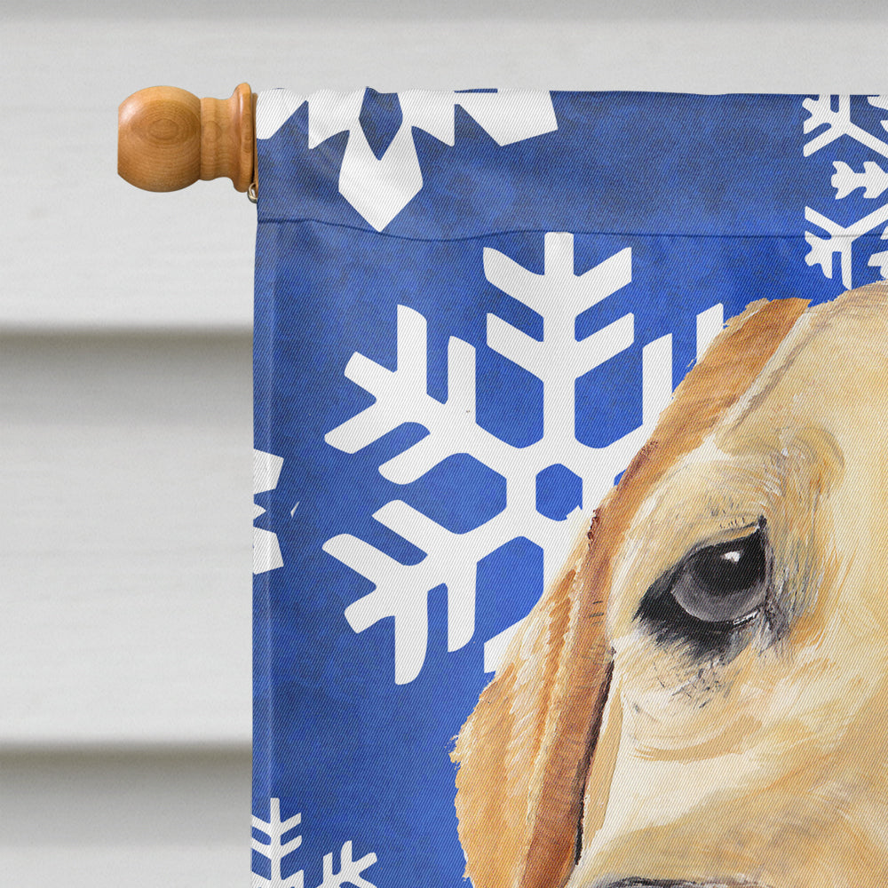 Labrador Winter Snowflakes Holiday House Flag 28x40 Porch Sleeve Pole Decorative Outside Yard Banner Artwork Wall Hanging, Polyester