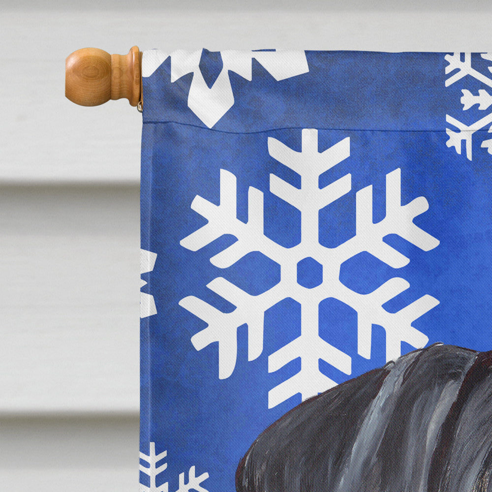 Doberman Winter Snowflakes Holiday House Flag 28x40 Porch Sleeve Pole Decorative Outside Yard Banner Artwork Wall Hanging, Polyester