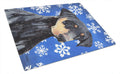 Doberman Winter Snowflakes Holiday Cutting Board Tempered Glass Kitchen Cutting Surface, Heat Resistant Chopping, Non-Slip Feet, Food Prep & Serving