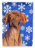 Vizsla Winter Snowflakes Holiday House Flag 28x40 Porch Sleeve Pole Decorative Outside Yard Banner Artwork Wall Hanging, Polyester