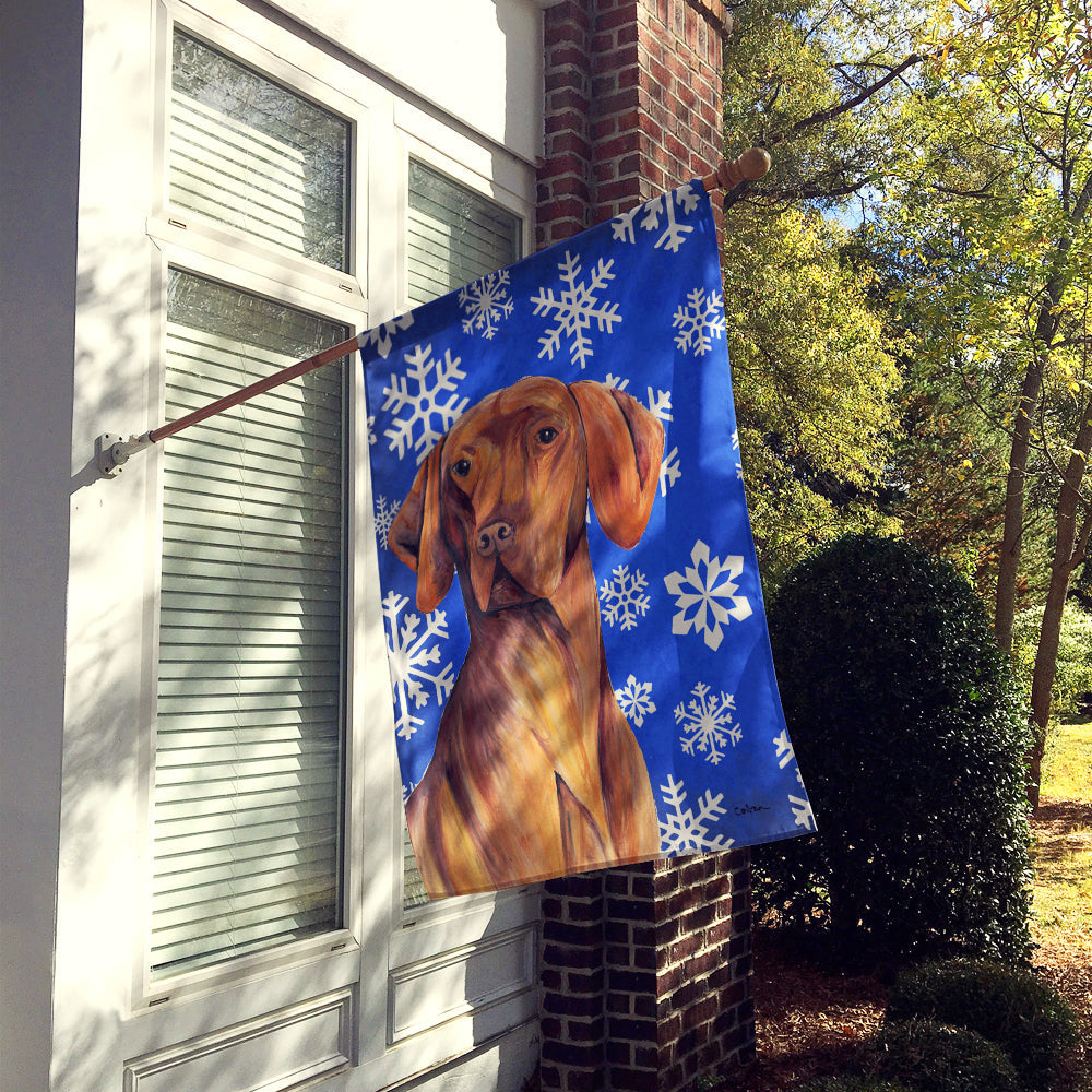 Vizsla Winter Snowflakes Holiday House Flag 28x40 Porch Sleeve Pole Decorative Outside Yard Banner Artwork Wall Hanging, Polyester