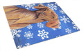 Vizsla Winter Snowflakes Holiday Cutting Board Tempered Glass Kitchen Cutting Surface, Heat Resistant Chopping, Non-Slip Feet, Food Prep & Serving