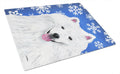 American Eskimo Winter Snowflakes Holiday Cutting Board Tempered Glass Kitchen Cutting Surface, Heat Resistant Chopping, Non-Slip Feet, Food Prep & Serving