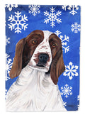 Welsh Springer Spaniel Winter Snowflakes Holiday House Flag 28x40 Porch Sleeve Pole Decorative Outside Yard Banner Artwork Wall Hanging, Polyester
