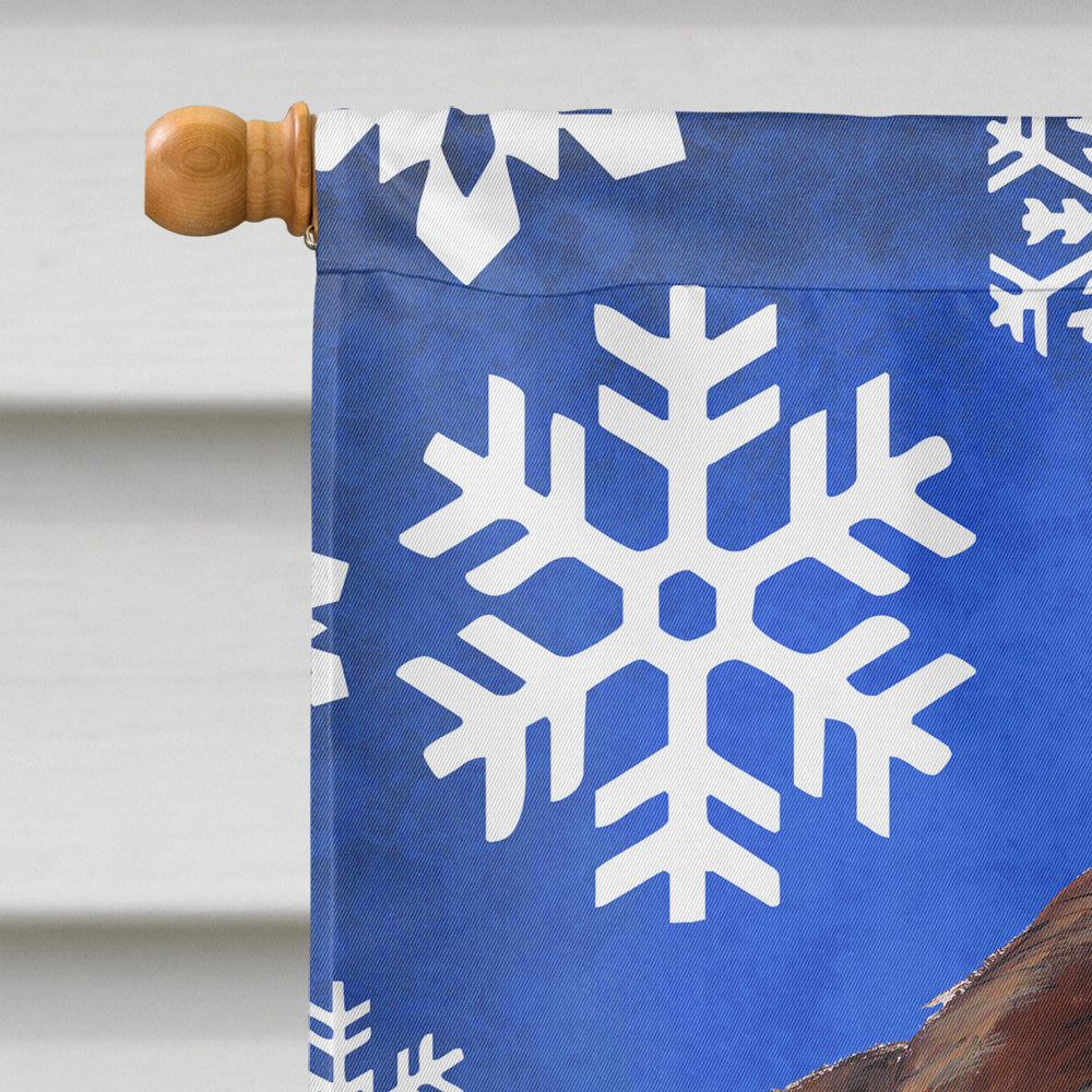 Welsh Springer Spaniel Winter Snowflakes Holiday House Flag 28x40 Porch Sleeve Pole Decorative Outside Yard Banner Artwork Wall Hanging, Polyester
