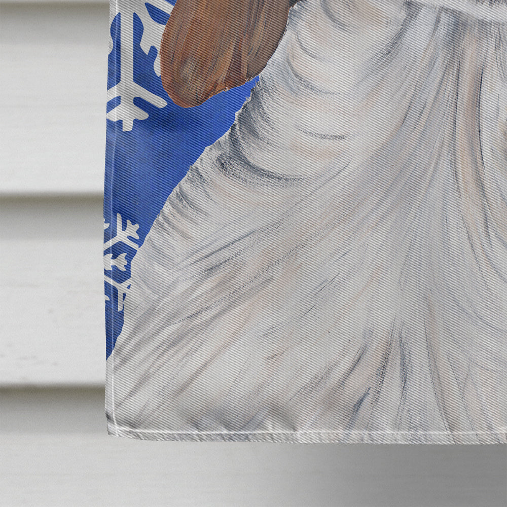 Welsh Springer Spaniel Winter Snowflakes Holiday House Flag 28x40 Porch Sleeve Pole Decorative Outside Yard Banner Artwork Wall Hanging, Polyester