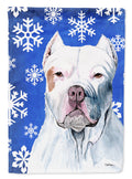 Pit Bull Winter Snowflakes Holiday House Flag 28x40 Porch Sleeve Pole Decorative Outside Yard Banner Artwork Wall Hanging, Polyester
