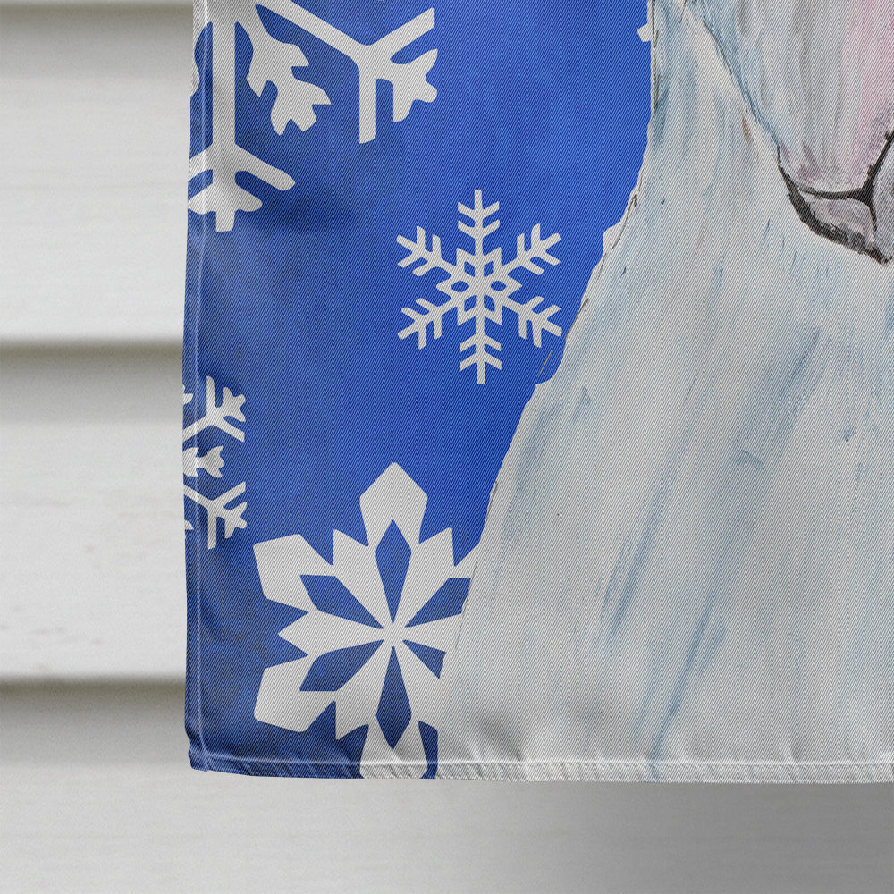 Pit Bull Winter Snowflakes Holiday House Flag 28x40 Porch Sleeve Pole Decorative Outside Yard Banner Artwork Wall Hanging, Polyester