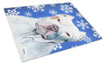 Pit Bull Winter Snowflakes Holiday Cutting Board Tempered Glass Kitchen Cutting Surface, Heat Resistant Chopping, Non-Slip Feet, Food Prep & Serving