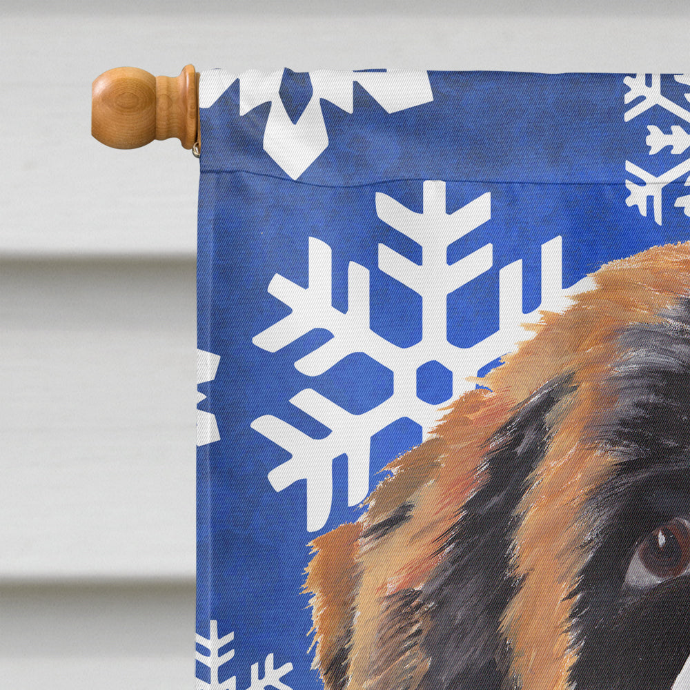 Saint Bernard Winter Snowflakes Holiday House Flag 28x40 Porch Sleeve Pole Decorative Outside Yard Banner Artwork Wall Hanging, Polyester