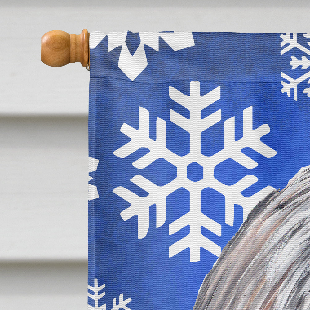 Shih Tzu Winter Snowflakes Holiday House Flag 28x40 Porch Sleeve Pole Decorative Outside Yard Banner Artwork Wall Hanging, Polyester