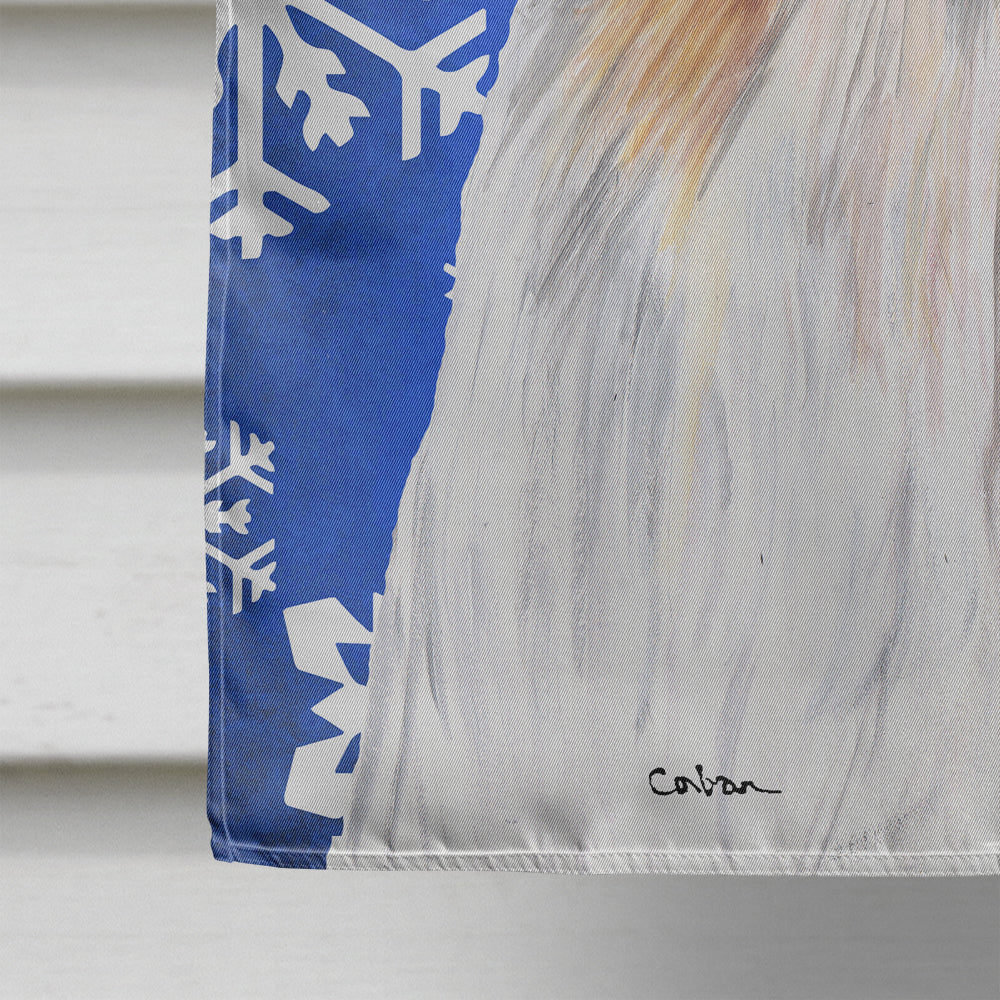 Shih Tzu Winter Snowflakes Holiday House Flag 28x40 Porch Sleeve Pole Decorative Outside Yard Banner Artwork Wall Hanging, Polyester