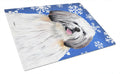 Shih Tzu Winter Snowflakes Holiday Cutting Board Tempered Glass Kitchen Cutting Surface, Heat Resistant Chopping, Non-Slip Feet, Food Prep & Serving