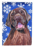Labrador Winter Snowflakes Holiday House Flag 28x40 Porch Sleeve Pole Decorative Outside Yard Banner Artwork Wall Hanging, Polyester