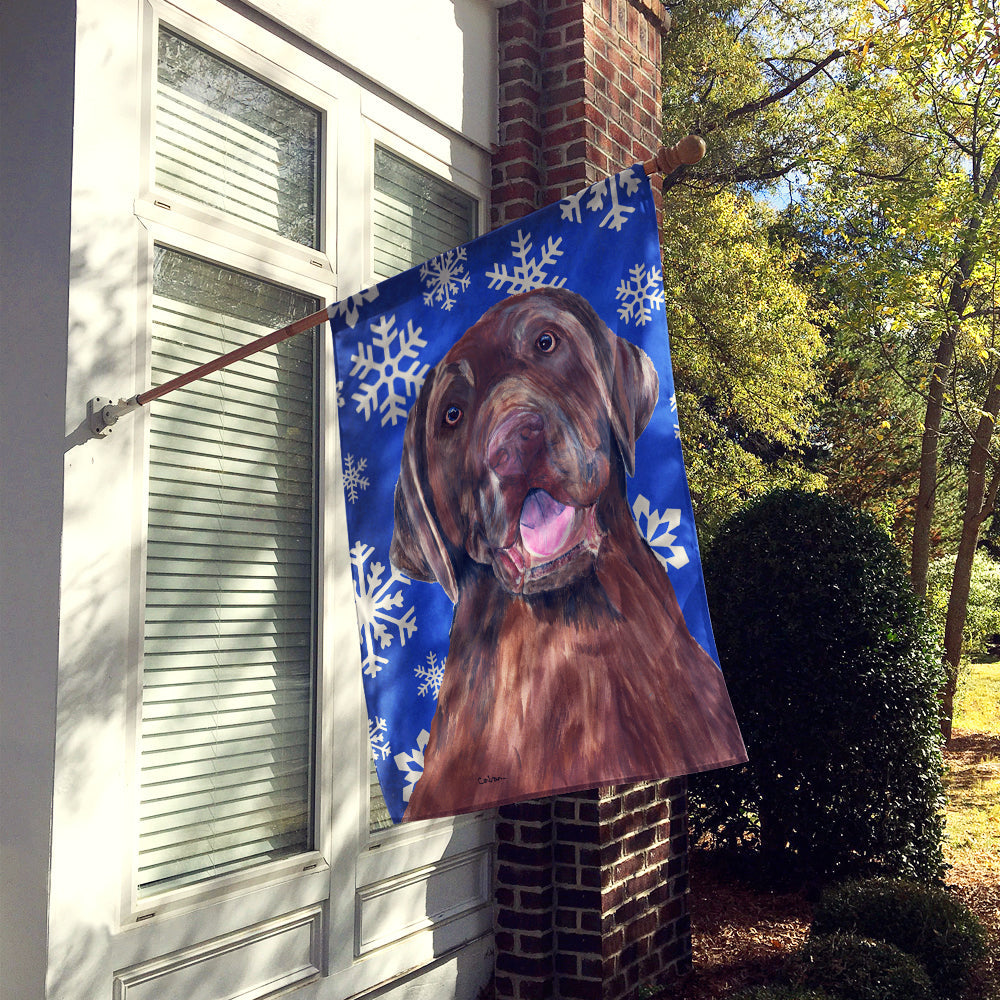 Labrador Winter Snowflakes Holiday House Flag 28x40 Porch Sleeve Pole Decorative Outside Yard Banner Artwork Wall Hanging, Polyester