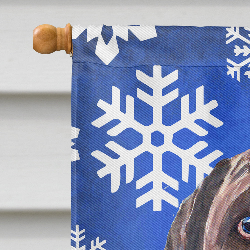 Labrador Winter Snowflakes Holiday House Flag 28x40 Porch Sleeve Pole Decorative Outside Yard Banner Artwork Wall Hanging, Polyester