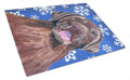 Labrador Winter Snowflakes Holiday Cutting Board Tempered Glass Kitchen Cutting Surface, Heat Resistant Chopping, Non-Slip Feet, Food Prep & Serving