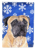 Mastiff Winter Snowflakes Holiday House Flag 28x40 Porch Sleeve Pole Decorative Outside Yard Banner Artwork Wall Hanging, Polyester