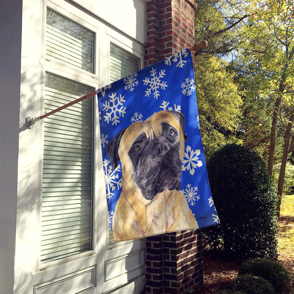 Mastiff Winter Snowflakes Holiday House Flag 28x40 Porch Sleeve Pole Decorative Outside Yard Banner Artwork Wall Hanging, Polyester