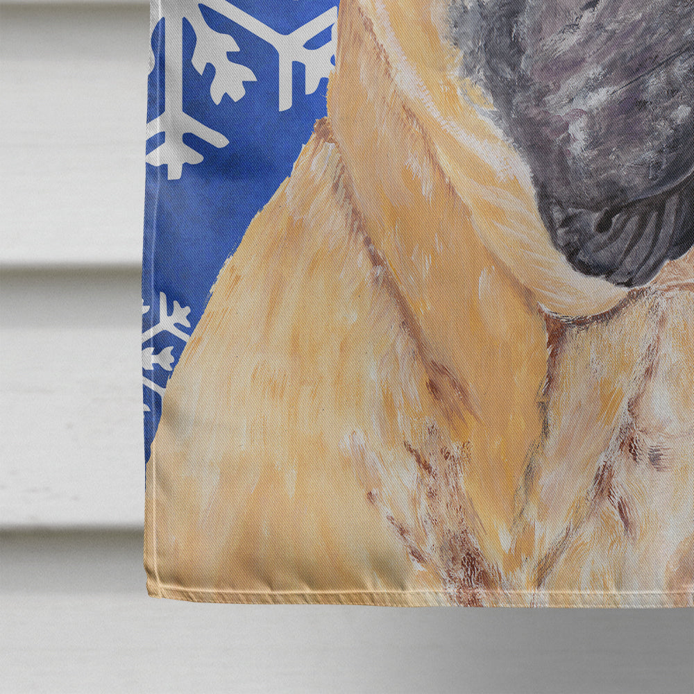 Mastiff Winter Snowflakes Holiday House Flag 28x40 Porch Sleeve Pole Decorative Outside Yard Banner Artwork Wall Hanging, Polyester