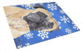 Mastiff Winter Snowflakes Holiday Cutting Board Tempered Glass Kitchen Cutting Surface, Heat Resistant Chopping, Non-Slip Feet, Food Prep & Serving