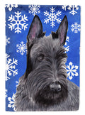 Scottish Terrier Winter Snowflakes Holiday House Flag 28x40 Porch Sleeve Pole Decorative Outside Yard Banner Artwork Wall Hanging, Polyester