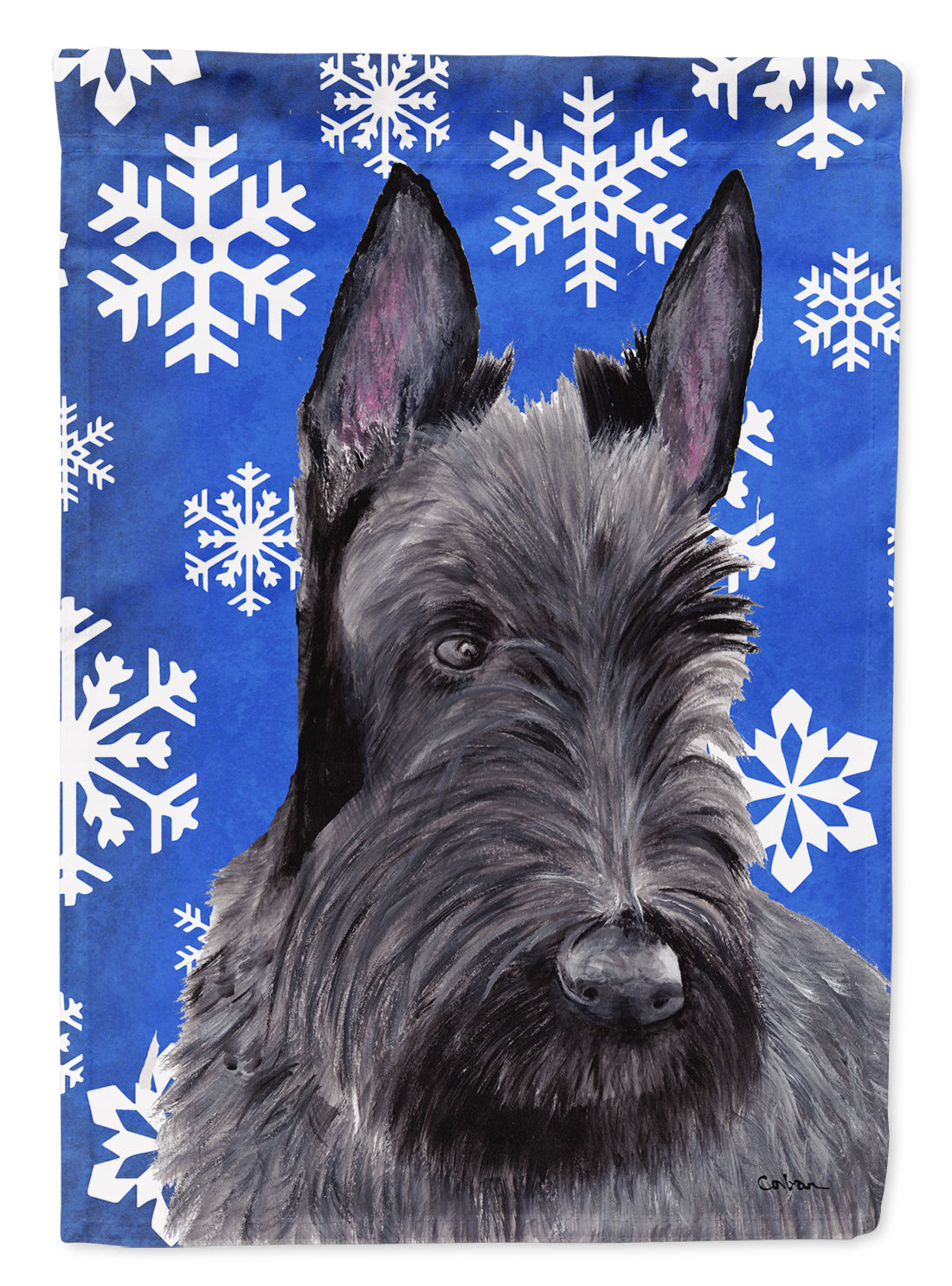 Scottish Terrier Winter Snowflakes Holiday House Flag 28x40 Porch Sleeve Pole Decorative Outside Yard Banner Artwork Wall Hanging, Polyester