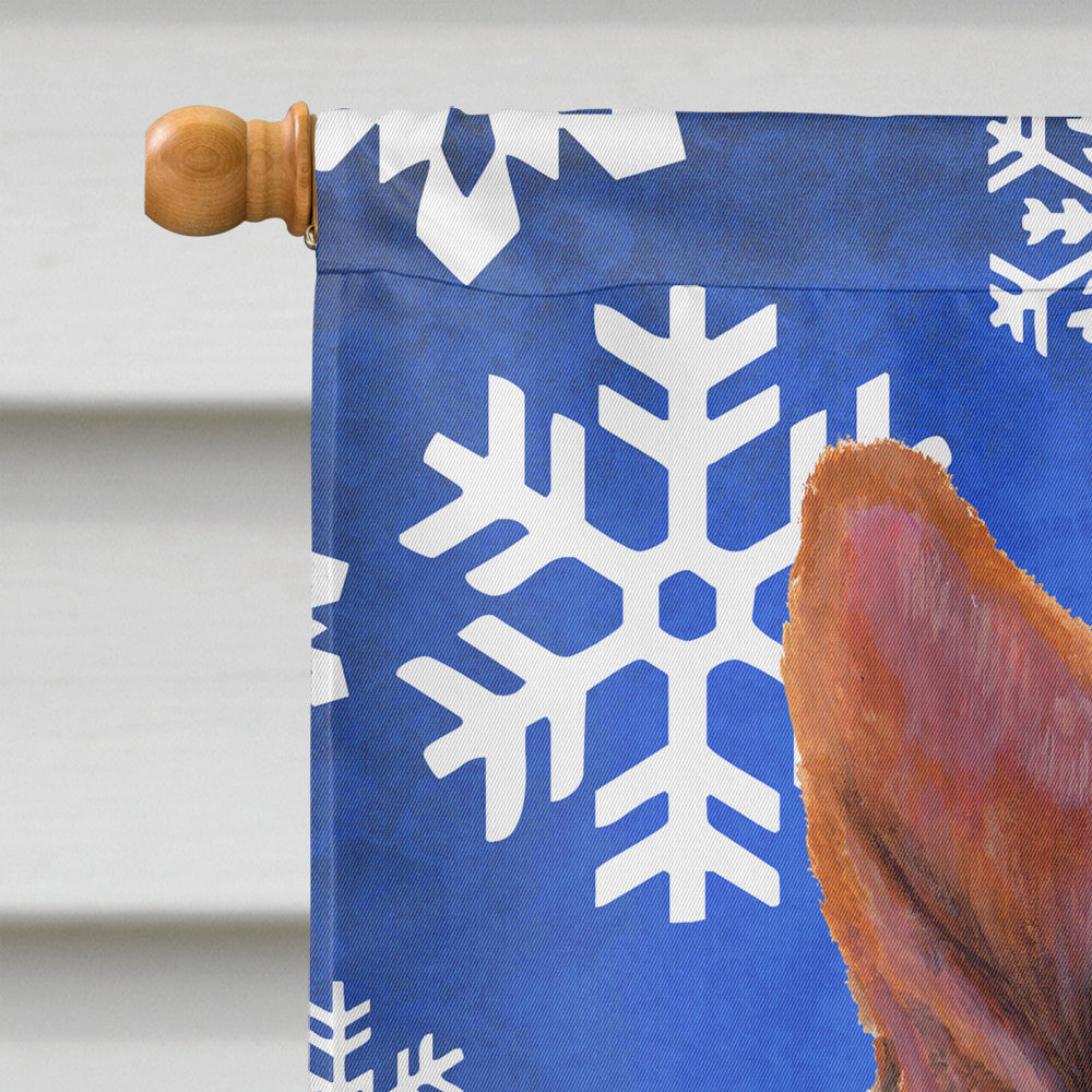 Basenji Winter Snowflakes Holiday House Flag 28x40 Porch Sleeve Pole Decorative Outside Yard Banner Artwork Wall Hanging, Polyester