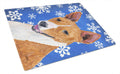 Basenji Winter Snowflakes Holiday Cutting Board Tempered Glass Kitchen Cutting Surface, Heat Resistant Chopping, Non-Slip Feet, Food Prep & Serving