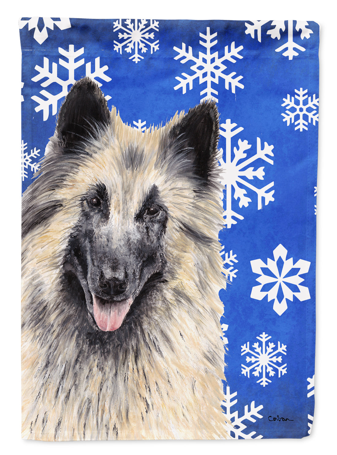 Belgian Tervuren Winter Snowflakes Holiday House Flag 28x40 Porch Sleeve Pole Decorative Outside Yard Banner Artwork Wall Hanging, Polyester