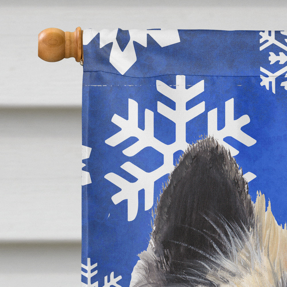 Belgian Tervuren Winter Snowflakes Holiday House Flag 28x40 Porch Sleeve Pole Decorative Outside Yard Banner Artwork Wall Hanging, Polyester