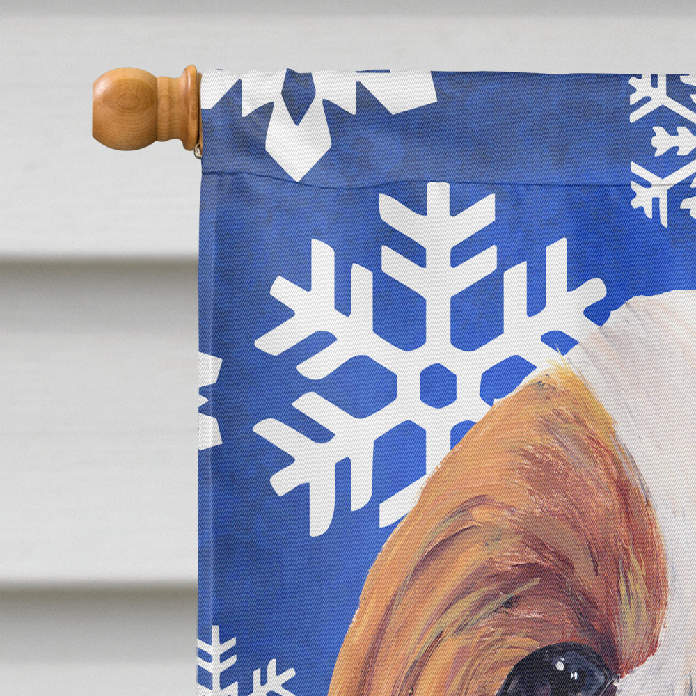 Cavalier Spaniel Winter Snowflakes Holiday House Flag 28x40 Porch Sleeve Pole Decorative Outside Yard Banner Artwork Wall Hanging, Polyester
