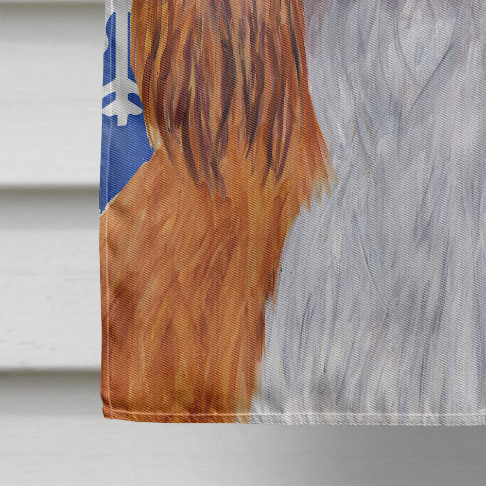 Cavalier Spaniel Winter Snowflakes Holiday House Flag 28x40 Porch Sleeve Pole Decorative Outside Yard Banner Artwork Wall Hanging, Polyester