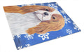 Cavalier Spaniel Winter Snowflakes Holiday Cutting Board Tempered Glass Kitchen Cutting Surface, Heat Resistant Chopping, Non-Slip Feet, Food Prep & Serving