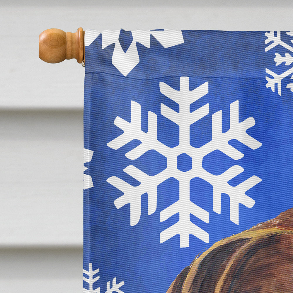 German Shorthaired Pointer Winter Snowflakes Holiday House Flag 28x40 Porch Sleeve Pole Decorative Outside Yard Banner Artwork Wall Hanging, Polyester