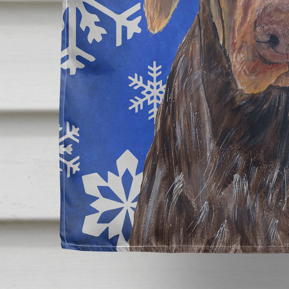 German Shorthaired Pointer Winter Snowflakes Holiday House Flag 28x40 Porch Sleeve Pole Decorative Outside Yard Banner Artwork Wall Hanging, Polyester