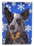 Australian Cattle Dog Winter Snowflakes Holiday House Flag 28x40 Porch Sleeve Pole Decorative Outside Yard Banner Artwork Wall Hanging, Polyester