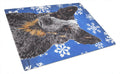 Australian Cattle Dog Winter Snowflakes Holiday Cutting Board Tempered Glass Kitchen Cutting Surface, Heat Resistant Chopping, Non-Slip Feet, Food Prep & Serving