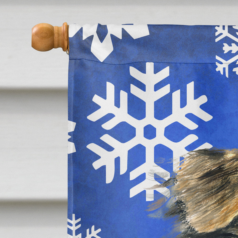 Australian Shepherd Winter Snowflakes Holiday House Flag 28x40 Porch Sleeve Pole Decorative Outside Yard Banner Artwork Wall Hanging, Polyester