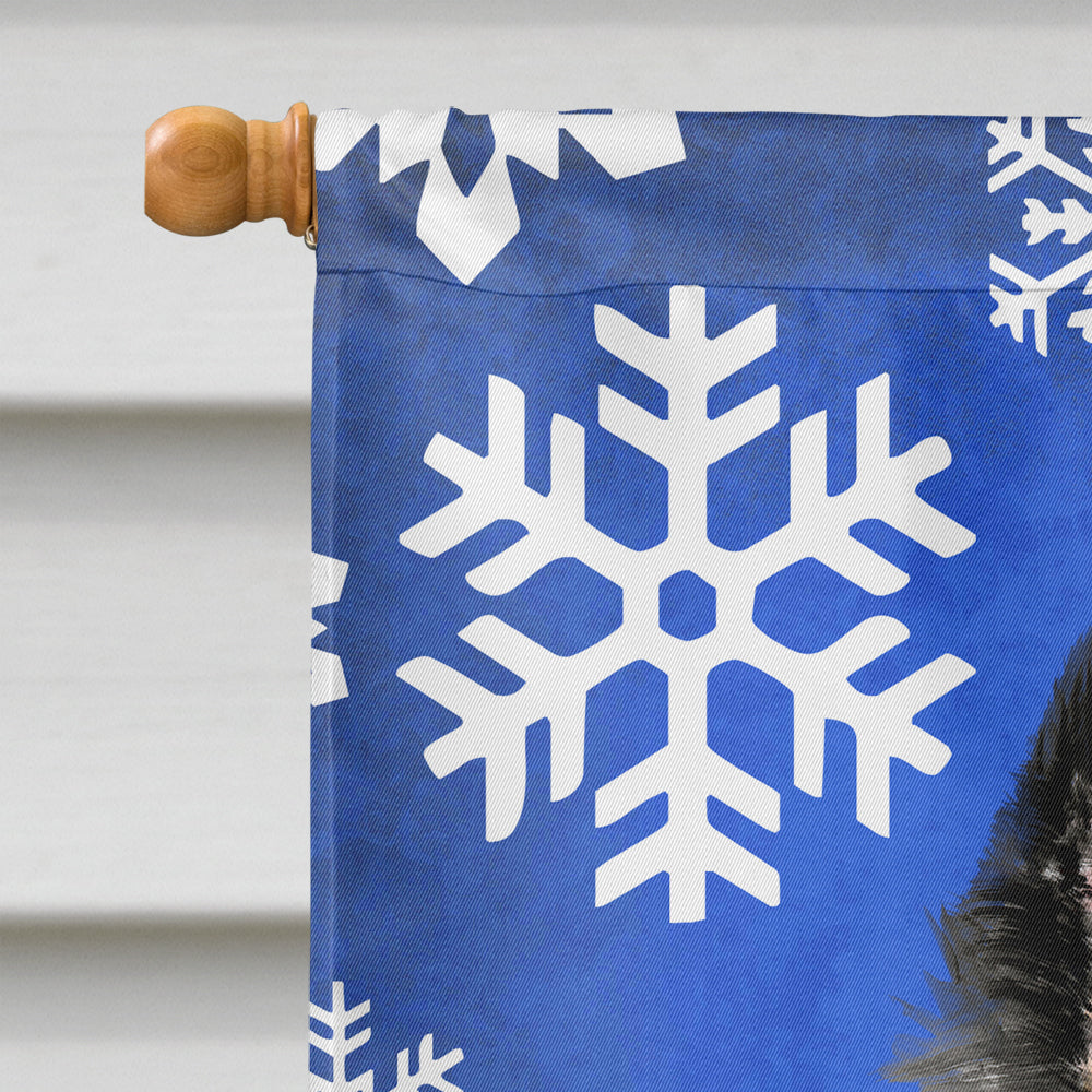 Belgian Sheepdog Winter Snowflakes Holiday House Flag 28x40 Porch Sleeve Pole Decorative Outside Yard Banner Artwork Wall Hanging, Polyester