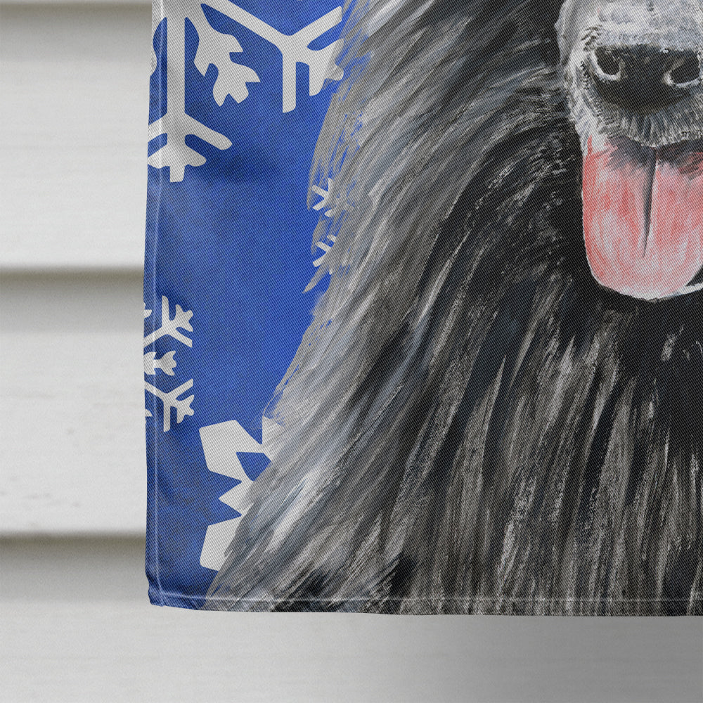 Belgian Sheepdog Winter Snowflakes Holiday House Flag 28x40 Porch Sleeve Pole Decorative Outside Yard Banner Artwork Wall Hanging, Polyester