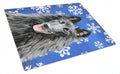 Belgian Sheepdog Winter Snowflakes Holiday Cutting Board Tempered Glass Kitchen Cutting Surface, Heat Resistant Chopping, Non-Slip Feet, Food Prep & Serving