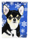 Chihuahua Winter Snowflakes Holiday House Flag 28x40 Porch Sleeve Pole Decorative Outside Yard Banner Artwork Wall Hanging, Polyester