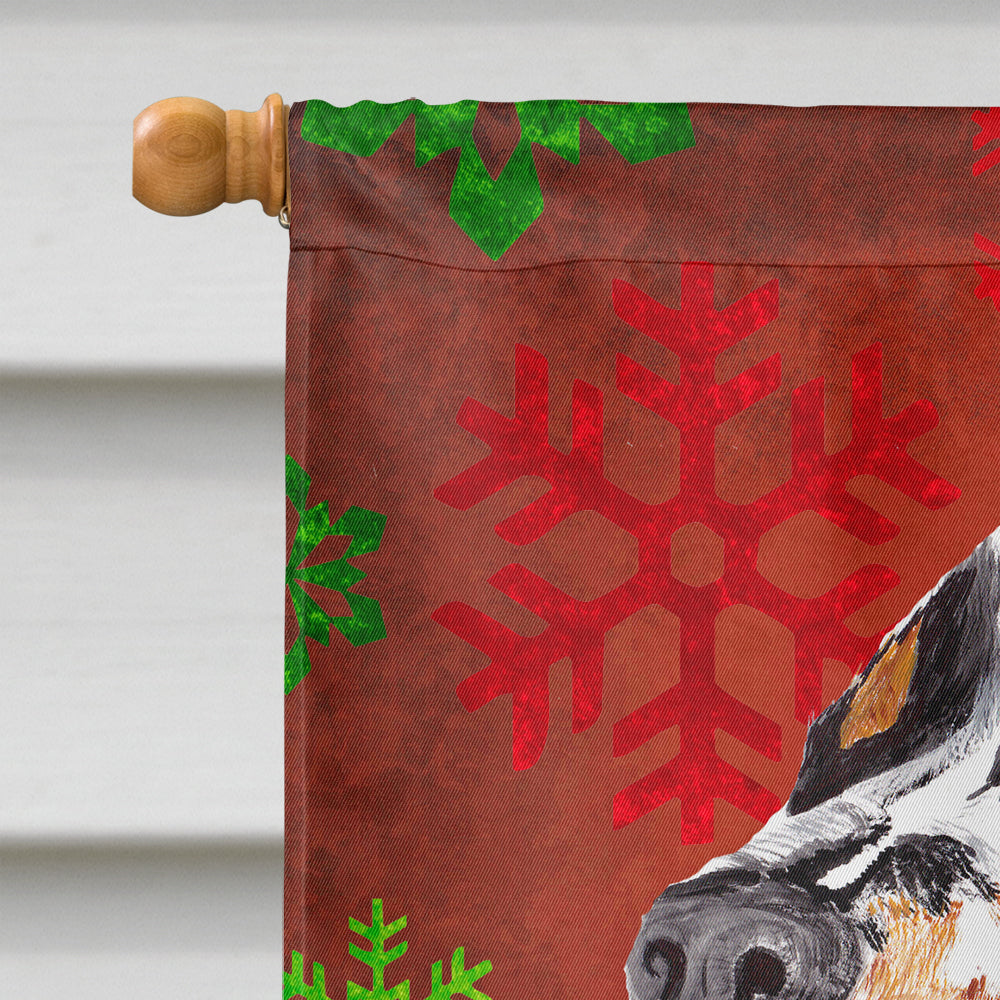 Springer Spaniel Red and Green Snowflakes Holiday Christmas House Flag 28x40 Porch Sleeve Pole Decorative Outside Yard Banner Artwork Wall Hanging, Polyester