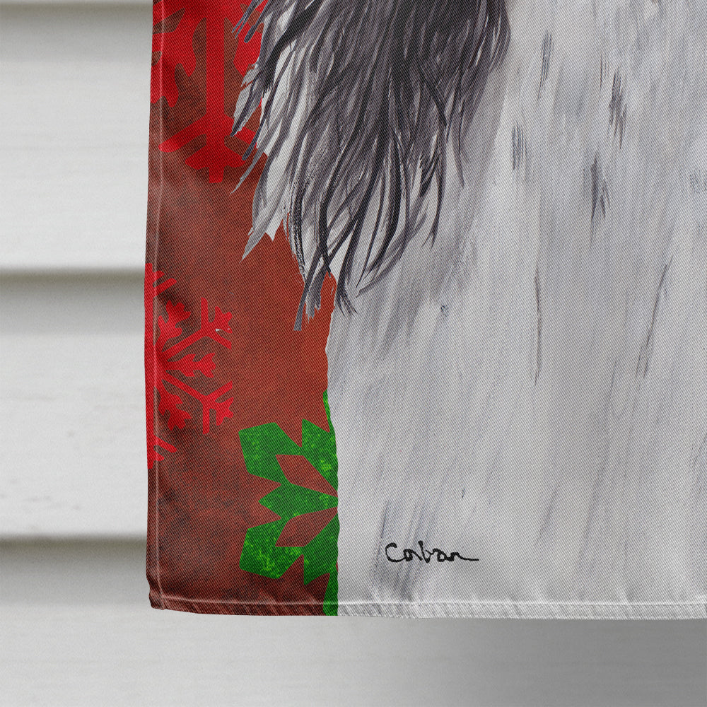 Springer Spaniel Red and Green Snowflakes Holiday Christmas House Flag 28x40 Porch Sleeve Pole Decorative Outside Yard Banner Artwork Wall Hanging, Polyester