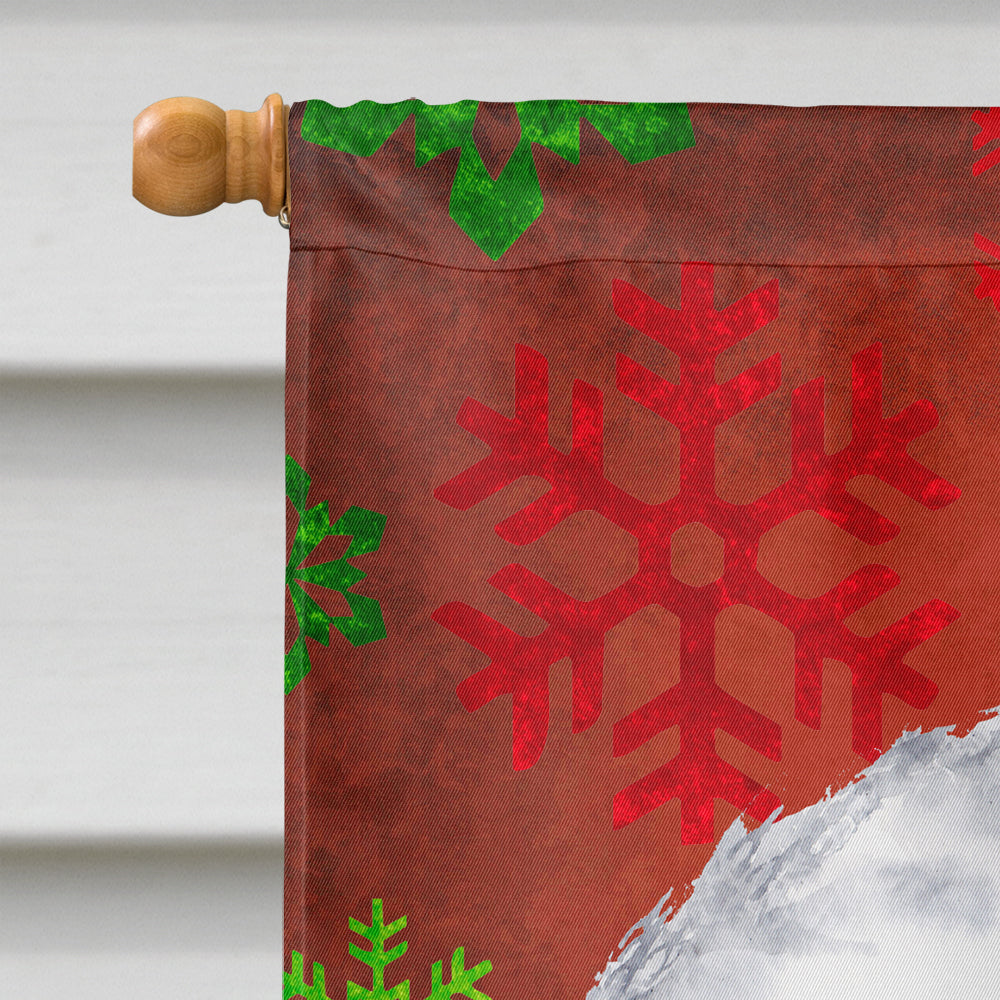 Bichon Frise Red and Green Snowflakes Holiday Christmas House Flag 28x40 Porch Sleeve Pole Decorative Outside Yard Banner Artwork Wall Hanging, Polyester