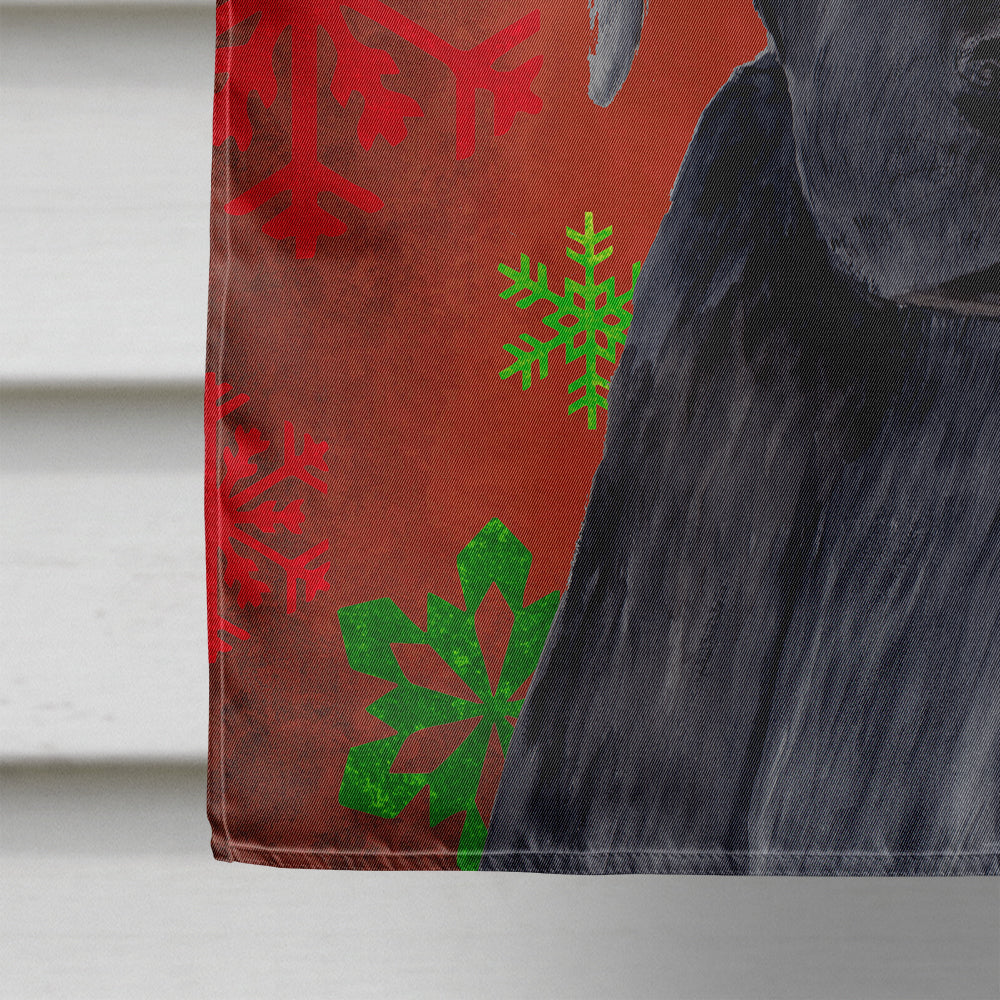 Labrador Red and Green Snowflakes Holiday Christmas House Flag 28x40 Porch Sleeve Pole Decorative Outside Yard Banner Artwork Wall Hanging, Polyester