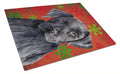 Labrador Red and Green Snowflakes Holiday Christmas Cutting Board Tempered Glass Kitchen Cutting Surface, Heat Resistant Chopping, Non-Slip Feet, Food Prep & Serving