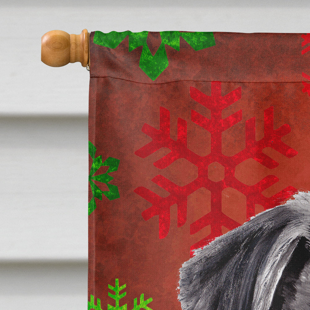 Pug Red and Green Snowflakes Holiday Christmas House Flag 28x40 Porch Sleeve Pole Decorative Outside Yard Banner Artwork Wall Hanging, Polyester